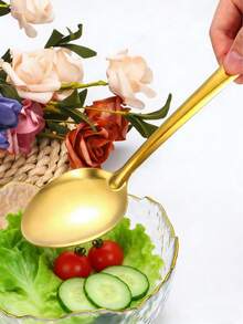 6pcs Stainless Steel Buffet Serving Utensils Set, Includes Soup Ladle & Serving Spoon, Suitable For Self-Service Meals, Banquets, Home, Hotel, School, Parties - Multicolor - View 4