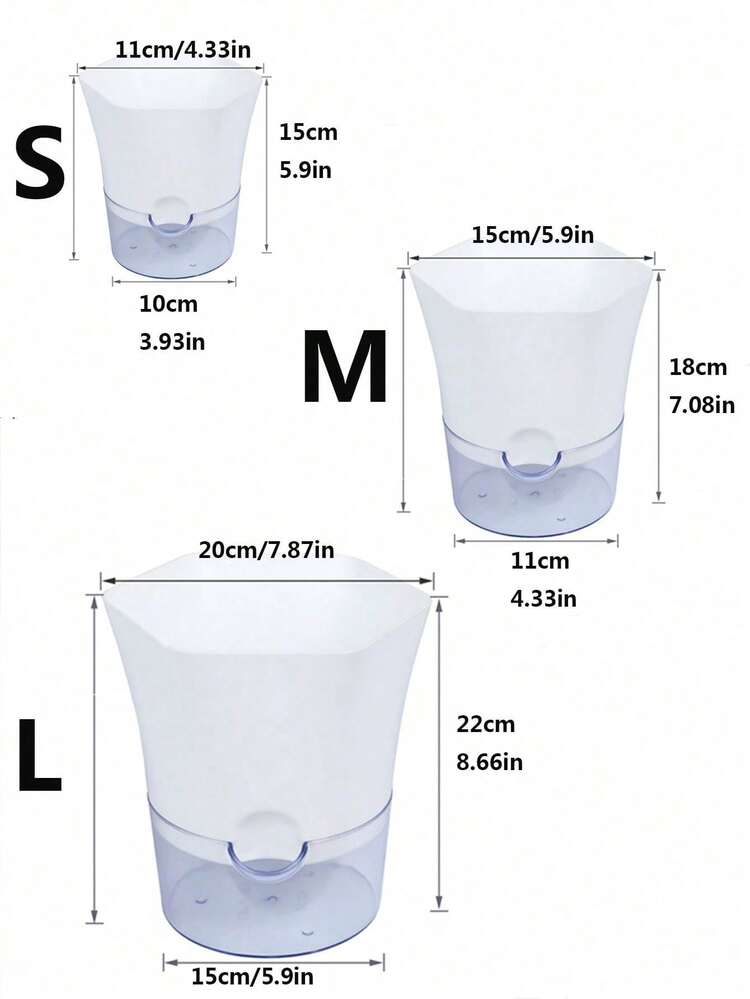1 件自动浇水塑料花盆，带可见水位指示器，易于护理，透气且适合懒人的设计 - 白色 - 查看 13