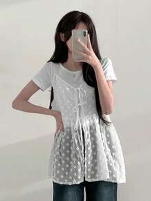 2025 女士个性化透视系带连衣裙，春夏款 白色 - 白色 - 查看 1