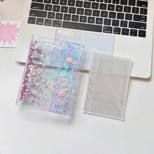 1pc A6/A7/A8 Transparent Double-Ring Binder/Sticker Notebook, Sticker Notebook, Loose-Leaf Binder, Sticker Storage, Pencil Case, Sticker Notebook Binder, Refill Inner Pages, Sticker Notebook, Loose-Leaf Notebook - Multicolor - View 12