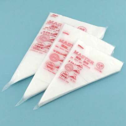 100 piezas Bolsas transparentes para decorar, Bolsas gruesas para decorar crema aptas para decorar cupcakes y pasteles, Herramientas de decoración para hornear (estilos aleatorios), Útiles escolares