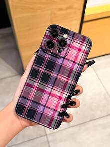1pc New Unique Black & Pink Striped Pattern Creative Phone Case, Suitable Compatible With Apple 17 Pro Max/Air, 11/12/13/14 Plus, XR/7/8 Plus/15 Pro Max, Series - Black - View 4