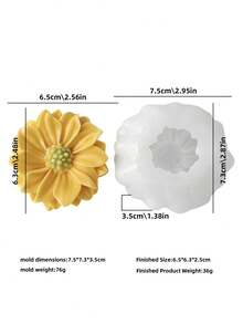 【3D牡丹硅胶模具】3D菊花硅胶模具 | 手工蜡烛、香薰、石膏、模具 | 工艺品、水泥浇注工具、情人节礼物、各种节日装饰和婚礼装饰 - 花朵模具 - 查看 7
