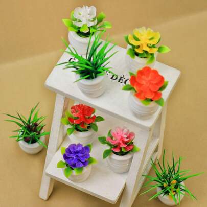 娃娃屋迷你植物模型盆栽、微景观盆栽、户外人造花卉盆栽、人造绿植、迷你绿植盆栽、娃娃屋装饰配件、微场景摄影道具、人造小型盆栽微景观装饰