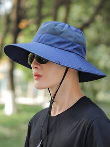 1/2/5pcs Men's Summer Detachable Shawl Outdoor Quick-Dry Waterproof Bucket Hat, Sun Protection Hat For Fishing, Hiking, Hunting, Breathable,Beach,Holiday - A - View 5