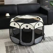 1 pieza Carpa plegable octagonal para mascotas, recinto anti-arañazos para gatos y perros, adecuado para muebles - Gris - Ver 4