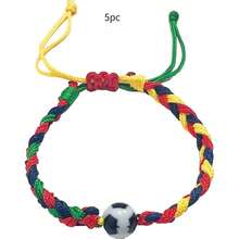 5pcs World Cup Sports Series Bracelets, Basketball, Football, Rugby, Volleyball, Baseball Rope Woven Bracelets - Multicolor - View 13