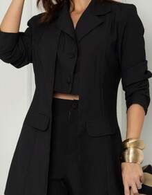 Women's Premium Blazer And Pants Set - Black - View 2