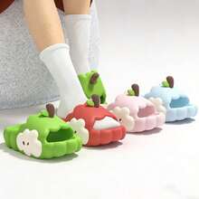 1pc Cloud & Apple Design Slippers, 2026 New Summer Couples Indoor Thick Sole Slippers,Shoe Rack,Storage Saver,Outdoor,Garden,Travel Essential,Portable,Beach Essential,Graduation Season,Commencement,Graduation Ceremony,Graduation Gift,Graduation Present,Graduation Gift,Graduation Present,Congrats Grad,Congratulations Graduate,Valedictorian,Finish School,Graduation Party - Cloud Apple Flip-flops - View 4