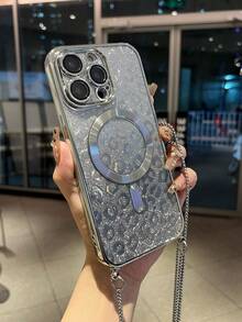 钥匙扣挂绳，1 件装豹纹闪光 TPU 手机壳，带链条挂绳，兼容 17/17Pro/17ProMax/17Air/8p/X/XS/XR/XSMax/11/11Pro/11ProMax/12/12Pro/12ProMax/13/13Pro/13ProMax/14/14Pro/16Plus/14ProMax/15/15Pro/15Plus/15ProMax/17/17pro，镜头保护 - 銀色 - 查看 31