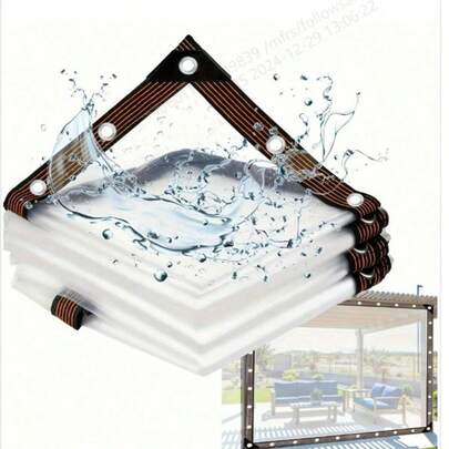 Lona transparente e incolora impermeable, con ojales reforzados, cordón resistente a desgarros, a prueba de viento, a prueba de polvo, impermeable y resistente a la nieve. Adecuada para cubrir carpas de camping, toldos de porche, patio, jardín, pocilga y camping