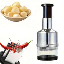 Bộ sản phẩm gồm 1 máy thái rau củ và máy ép tỏi cầm tay, với lưỡi dao bằng thép không gỉ bền bỉ, dụng cụ nghiền bằng nhựa dễ vệ sinh, tay cầm màu đen và thân máy trong suốt. Máy thái rau củ này có thiết kế hiện đại, thời trang và được vận hành bằng tay. - Nhiều màu - Xem 4