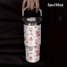 1pc/5pcs 30oz Cute Pink Forest Animal Pattern Ceramic Mug. The Mug Has A Handle, And The Pattern Includes Owl, Fox, Rabbit And Hedgehog, Very Suitable For Children And Girls, Also A Great Gift. - Pink - View 11