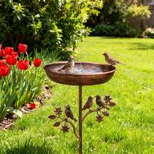 1pc Outdoor Garden Bird Bath Tub, Heavy Duty Metal Frame, No Batteries Required, All-Weather Weatherproof Design, Suitable For Hummingbirds And Birds, Vintage Patio Decoration, Comes With Feeding Station - Easy To Install, Suitable For Patios And Gardens. - 多色 - 查看 3