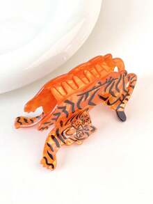 1pc Women's Animal Series Acetate Hair Claw Clips, Tiger, Cat, Hair Claw, Suitable For Daily Use - Multicolor - View 3