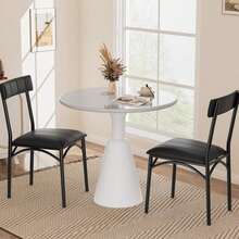 Juego de 2 taburetes bar tapizados con respaldo y reposapiés para cocina, sillas de bar para isla, fácil montaje, color negro. - Negro 2 - Ver 7