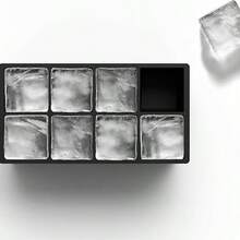 Large Silicone Ice Cube Tray With Lid, Ice Cube Mold, Flexible 8-Cavity Slow Melting Ice Cubes, Suitable For Whiskey - Black - View 5