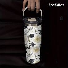 1pc/5pcs 30oz Stainless Steel Insulated Coffee Mug With Graduation Cap And Certificate Gold Foil Print. Ideal For Graduation Season, This Lightweight And Portable Cup Features An Built-In Handle To Keep Coffee Warm. Suitable For Office, Camping Or Travel; Applicable For Work, Study, Fitness And Daily Use - A Cup For All Seasons. - Multicolor - View 13