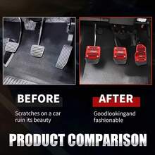 Three Pieces Anti-Slip Car Footrest Pads, Metal Brake Pedal And Accelerator Pedal Covers, Clutch Pedal Cover, Universal Footrest Replacement Kit - A - View 5