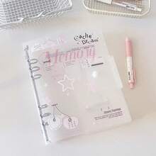 Carpeta de hojas sueltas A5, carpeta de anillas estilo Ins, cuaderno exfoliante de PP, cubierta de núcleo interno, cuaderno de notas, diario, planificador de oficina B4LW - 50P 4 cuadrículas - Ver 7