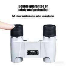 6x18mm Mini Binoculares, Enfoque automático, Aluminio espacial + Lente de vidrio óptico de alta definición, Binoculares portátiles ligeros y duraderos, 135g - HOP2204000 Gris Plata - Ver 3