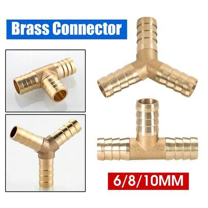 3pcs Brass Barbed T Y 3 Way Fuel Hose Joiner For Compressed Air Gas Oil LPG Pipe