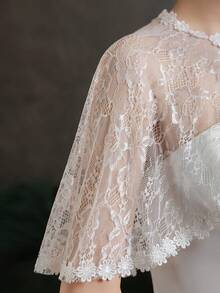1pc White Lace Elegant Floral Pattern Wedding Wrap Wedding Fall Clothes Women - White - View 2