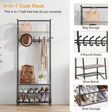 Techigher Coat Racks - 회색, 폭 60cm, 한 줄로 된 고리 - 보기 6