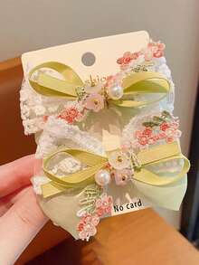 Set de 2 pinzas para el cabello de niña con lazo bordado, adecuadas para uso diario, bailes, fiestas, cumpleaños, escuela y otras ocasiones, accesorios para el cabello elegantes y de moda para niñas - Multicolor - Ver 11