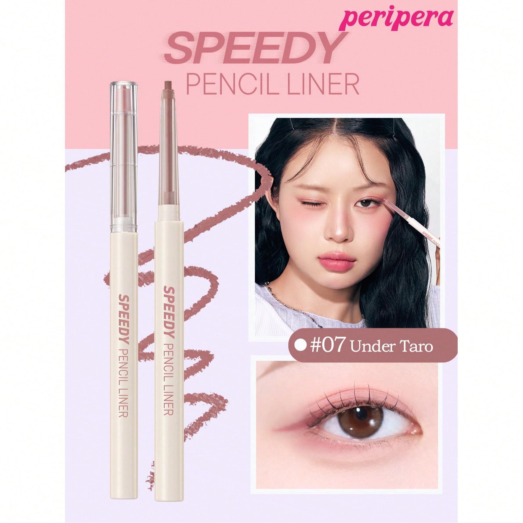 Shein #07 Under Taro K-Beauty Speedy Pencil Liner Eyeliner Pencil, Creamy/Gel Eyeliner Pencil, 2Mm Fine Tip, Eyeliner Pencil, Rich Color, High Pigment, Smooth Moisturizing Texture, Long-Lasting Smudge-Proof Waterproof Sweat-Proof, Matte Finish,