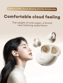 Lenovo LP25 Earphone Bluetooth dengan Kotak Penyimpanan, Model Kait Telinga, Bluetooth 5.4, Peredam Kebisingan ENC, Daya Tahan Baterai Lama, Kontrol Sentuh Cerdas, Kompatibel dengan Perangkat Apple & Android - Batu Putih + Tas Penyimpanan - View 5