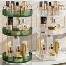 360 Degree Rotating Multi-Functional Makeup Organizer, Large Capacity Bathroom Storage Rack, Vanity Makeup Organizer - Multicolor - View 12