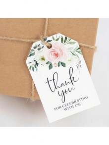 Thank You Tags, 100 PCS Flower Personalized Gift Tags For Wedding, Bridal Showers, Party Gift Wrapping (5 X 7.5cm/1.9 X 2.9in) - View 7