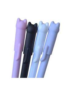 4pcs Cat Erasable Gel Pens, 0.5mm Magic Ink, Blue & Black Pen Set With Eraser, Creative Student Stationery, Back To School Supplies - Sets - View 5