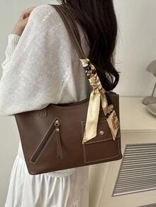 New Arrival Luxury Graphic Pattern Versatile Women Shoulder Tote Bag - Coffee - View 6