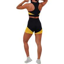 Conjunto Academia Short Cos Alto + Top Fitness Feminino - Amarelo - Visão 3