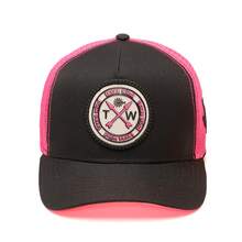 Texas Wind Country Trucker Cap With Curved Brim And Mesh Detail - 黑色粉紅色 - 查看 2