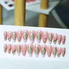 Agate And Pearl Combination Nail Art, Vintage And Elegant, 24 Pieces. - 1 - 查看 3