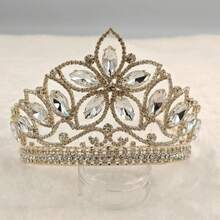 Corona brillante para princesa de XV años Forma de Flor - Dorado - Ver 5