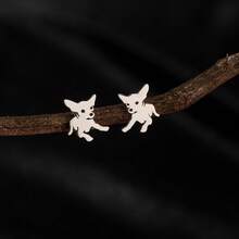 1 Pair Of Stainless Steel Puppy Cartoon Earrings, Cute, And Fashionable Stud Jewelry, Wedding Party Gift For Men/Women - GED742 - View 11