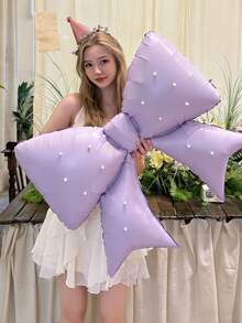 1 Set Of Pearl Bow Balloons, Including 1 Butterfly Balloon+24 Pearl Decorations+1 Pc Glue, Decorative Balloons, Party Atmosphere Decor, Scene Props, Suitable For Wedding Decor, Proposal, Date Photo Props, Indoor/Outdoor Decor, Bridal Shower, Birthday - Multicolor - View 2