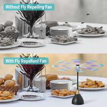 Fly Repellent Fan 2/3pcs - Battery/USB Charging Cable, Efficient Desktop Fly Repellent Fan, Soft Blades, Suitable For Home, Picnic, BBQ Party And Other Occasions, Portable Insect Repellent, Quiet Operation (Note: Battery Not Included) - White - View 9