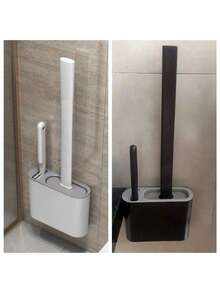 二合一多功能方形马桶刷，配有硅胶刷头，适用于浴室 - 多色 - 查看 3