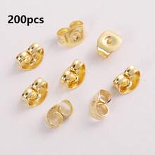 100/200个不锈钢蝴蝶扣耳塞，DIY耳夹，耳环，耳钉，珠宝配件 - 彩色 - 查看 7