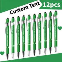 12pcs Personalized Metal Pen With Stylus - Customized Logo/Name/Text - Retractable Ballpoint Pen, Durable Metal Structure, Ergonomic Grip - Ideal Office Gift - Multicolor - View 6