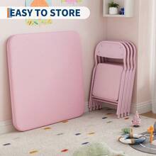 Set plegable para niños, Mesa y sillas tapizadas en PU suave, Estructura metálica resistente, Portátil y multifuncional para guarderías, aulas, comedor y manualidades. - 1+2 - Ver 5