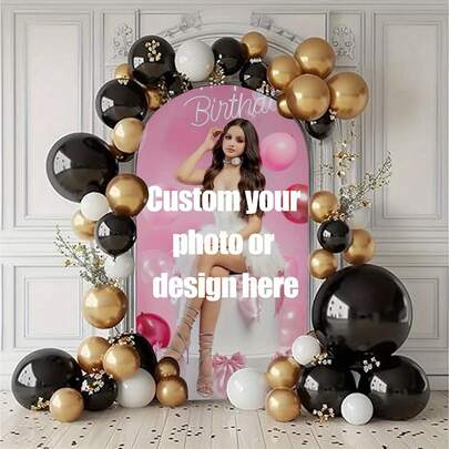 Phông nền cổng vòm có thể tùy chỉnh với tên/văn bản - Được làm từ vải polyester co giãn, phù hợp cho đám cưới, tiệc sinh nhật, có thể tùy chỉnh để trang trí cổng vòm trong nhà/ngoài trời, bền và dễ lắp đặt.