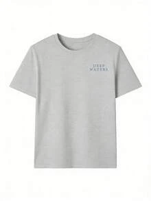 Casual T-Shirt 2026 Marine Animal Print Jellyfish Coral And Phrase Deep Waters Short Sleeve Beach Style Clothing Unisex - 淺灰色 - 查看 3