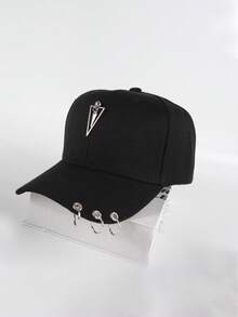 朋克风酷炫金属D形环扣棒球帽，街头风遮阳帽，男女通用款 - 黑色 - 查看 6