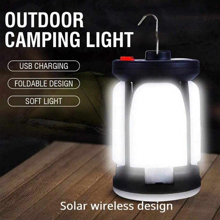 1个太阳能LED露营灯可充电帐篷灯可折叠应急电源便携式营灯 - 款式A - 查看 1